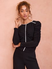 Love & Roses Black Ruched Front Jersey Blouse - Image 1 of 1