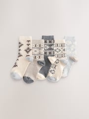 Cream Patterned Thermal Socks 5 Pack - Image 1 of 3