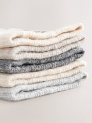 Cream Patterned Thermal Socks 5 Pack - Image 2 of 3