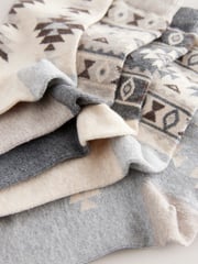 Cream Patterned Thermal Socks 5 Pack - Image 3 of 3