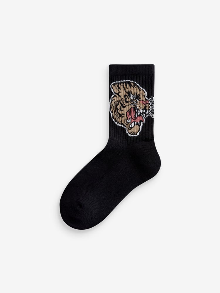 Varsity Tiger Cushioned Footbed Cotton Rich Ribbed Socks 3 Pack - Image 4 of 4