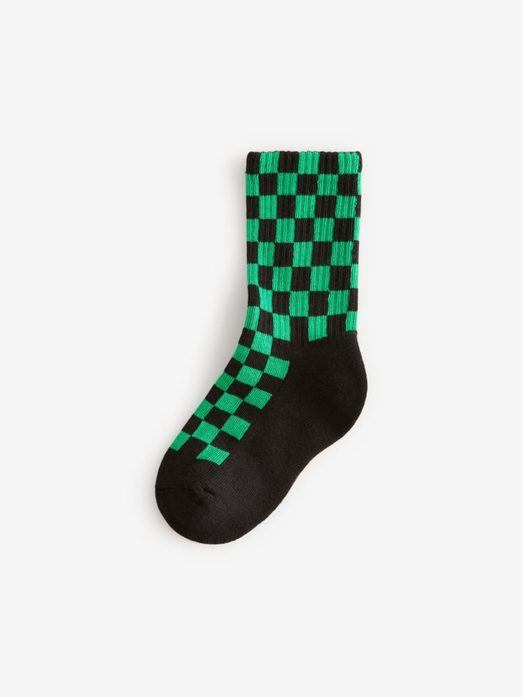 Checkerboard Cushioned Footbed Cotton Rich Ribbed Socks 3 Pack - Image 2 of 6