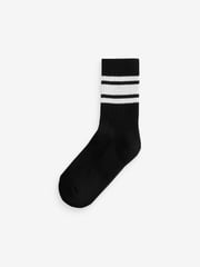 Blue/Green/White Cushioned Footbed Cotton Rich Ribbed Tipped Socks 5 Pack - Image 2 of 6