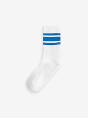 Blue/Green/White Cushioned Footbed Cotton Rich Ribbed Tipped Socks 5 Pack - Image 3 of 6