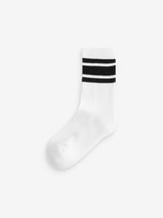 Blue/Green/White Cushioned Footbed Cotton Rich Ribbed Tipped Socks 5 Pack - Image 6 of 6