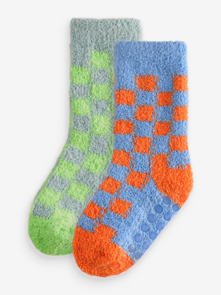 Bright Checkerboard Cosy Socks 2 Pack - Image 1 of 3 Bright Checkerboard Cosy Socks 2 Pack - Image 1 of 3