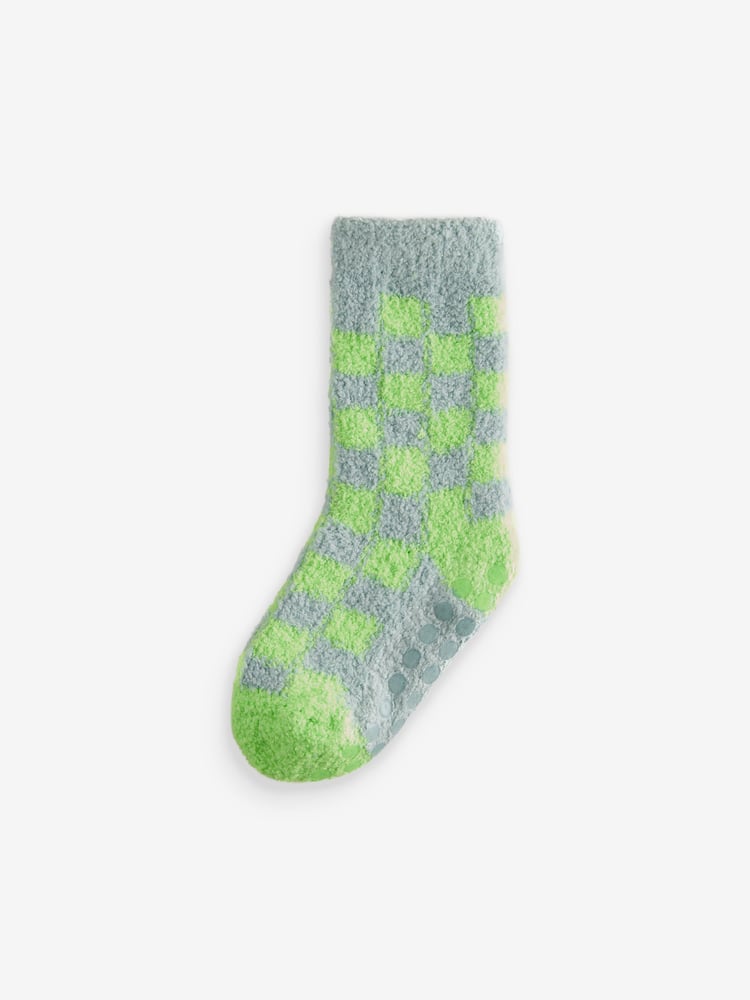 Bright Checkerboard Cosy Socks 2 Pack - Image 2 of 3 Bright Checkerboard Cosy Socks 2 Pack - Image 2 of 3