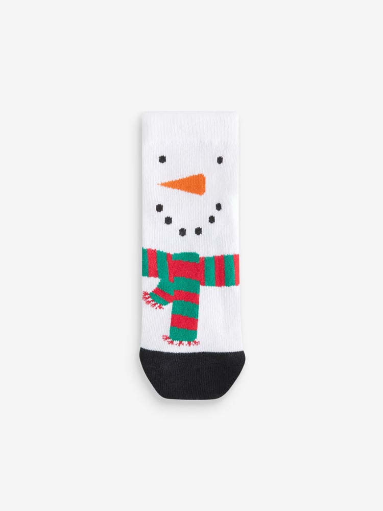 Santa Reindeer Snowman Cotton Rich Christmas Socks 5 Pack - Image 2 of 8
