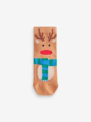 Santa Reindeer Snowman Cotton Rich Christmas Socks 5 Pack - Image 5 of 8