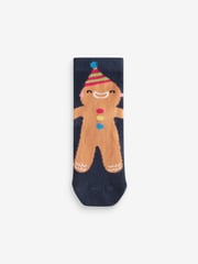 Santa Reindeer Snowman Cotton Rich Christmas Socks 5 Pack - Image 6 of 8