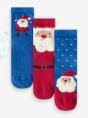 Santa Cotton Rich Christmas Socks 3 Pack - Image 1 of 4