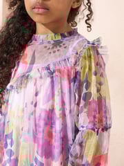 Angel & Rocket Multi Pink Eleanor Floral Print Mesh Dress - Image 3 of 5