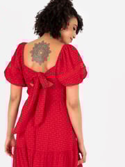Lovedrobe Red Shirring Front Tiered Midaxi Dress With Trim Detail - Image 5 of 5