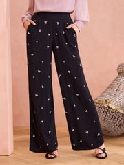 Love & Roses Black Hand Embellished Wide Leg Trouser - Image 1 of 4