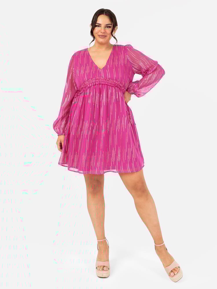 Lovedrobe Pink Balloon Sleeve Side Tie Mini Dress - Image 1 of 5