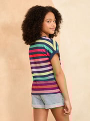 Love & Roses Blue Ombre/ Rainbow Stripe 2 Pack Crew Neck Jersey T-Shirt (5-16yrs) - Image 3 of 7