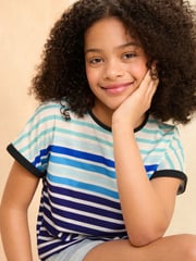 Love & Roses Blue Ombre/ Rainbow Stripe 2 Pack Crew Neck Jersey T-Shirt (5-16yrs) - Image 5 of 7