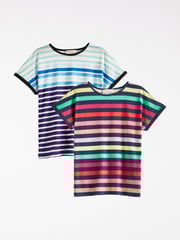 Love & Roses Blue Ombre/ Rainbow Stripe 2 Pack Crew Neck Jersey T-Shirt (5-16yrs) - Image 6 of 7