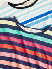 Love & Roses Blue Ombre/ Rainbow Stripe 2 Pack Crew Neck Jersey T-Shirt (5-16yrs) - Image 7 of 7