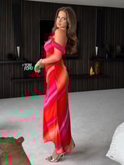 Girl In Mind Pink Julia Sunset Orange Midi Dress - Image 2 of 4