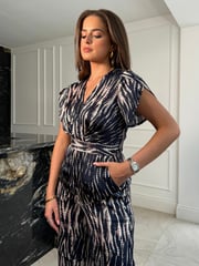 Girl In Mind Blue Bridget Twist Font Split Arm Jumpsuit - Image 3 of 4