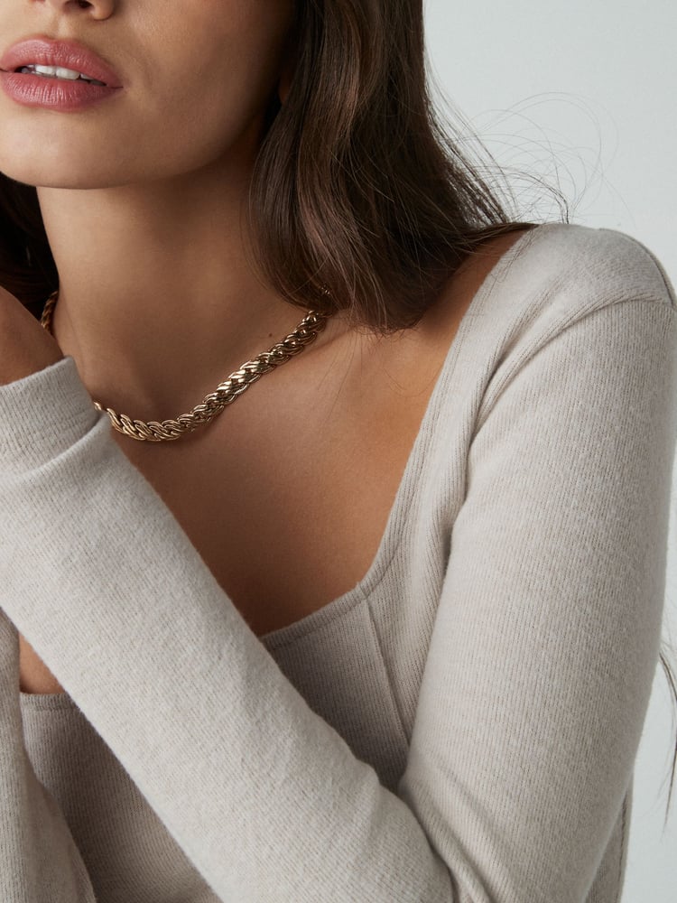 Neutral Cosy Soft Touch Midi Length Long Sleeve Dress - Image 5 of 5