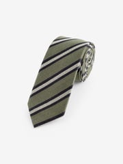 Green Stripe Slim Pattern Tie - Image 1 of 3