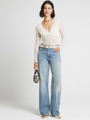 River Island White Plunge Lace Bodies - Image 1 of 3