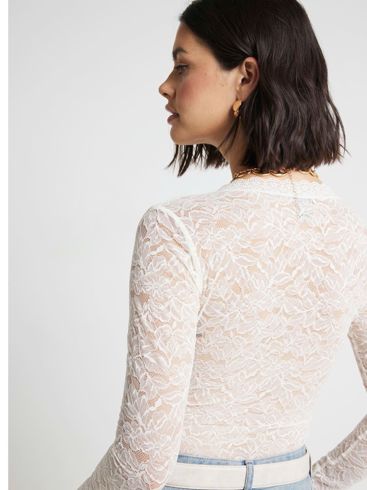 River Island White Plunge Lace Bodies - Image 2 of 3 River Island White Plunge Lace Bodies - Image 2 of 3