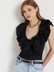 River Island Black Frill Wrap Bodies - Image 2 of 4