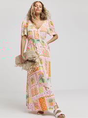 Simply Be Multi Crinkle Button Through Maxi Dress - Image 1 of 4