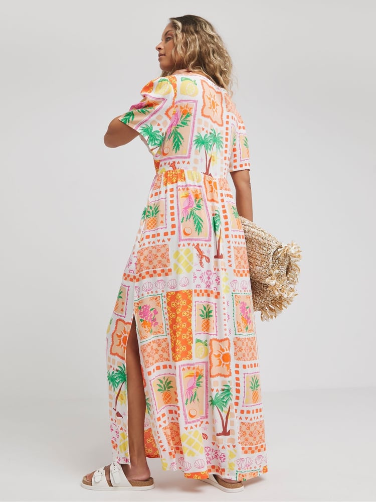 Simply Be Multi Crinkle Button Through Maxi Dress - Image 2 of 4