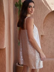 Threadbare Gold Party Sequin V-Neck Cami Dress - Image 2 of 4