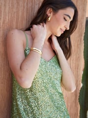 Threadbare Green Party Sequin V-Neck Cami Dress - Image 8 of 8