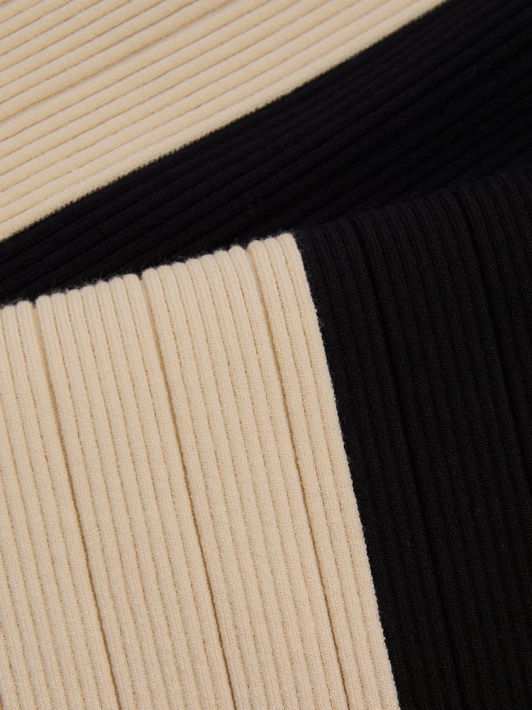 Reiss Black/Camel Jess Knitted Colourblock Asymmetric Midi Skirt - Image 6 of 6