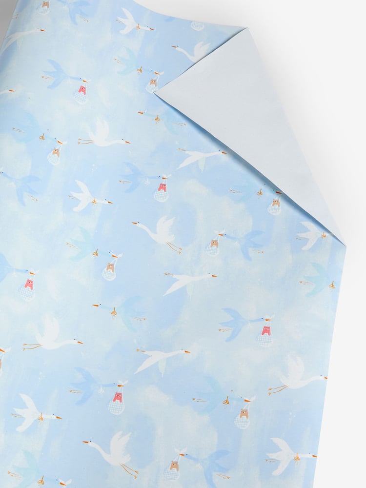 Blue Baby Boy Stork 10 Metre Wrapping Paper - Image 4 of 4