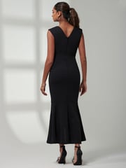 Jolie Moi Black Mabruka Frill Fishtail Maxi Dress - Image 2 of 6