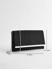 Black Sparkle Clutch Bag With Detachable Cross-Body Chain - Image 4 of 9