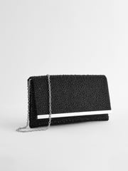 Black Sparkle Clutch Bag With Detachable Cross-Body Chain - Image 5 of 9