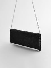 Black Sparkle Clutch Bag With Detachable Cross-Body Chain - Image 8 of 9