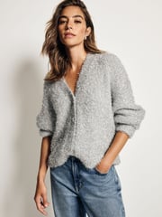 Silver Sparkle Tinsel Knitted Cardigan - Image 1 of 8