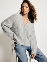 Silver Sparkle Tinsel Knitted Cardigan - Image 4 of 8