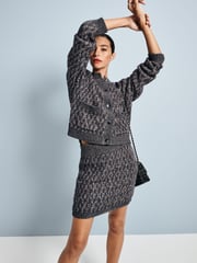 Grey Charcoal Co-ord Sparkle Pattern Knitted Cardigan - Image 2 of 5