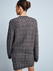 Grey Charcoal Co-ord Sparkle Pattern Knitted Cardigan - Image 4 of 5