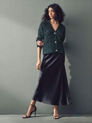 Dark Green Sparkle Tinsel Knitted Cardigan - Image 2 of 8