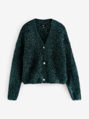 Dark Green Sparkle Tinsel Knitted Cardigan - Image 5 of 8