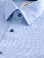 Blue Dobby Regular Fit 100% Cotton Textured Shirt - Image 6 of 7