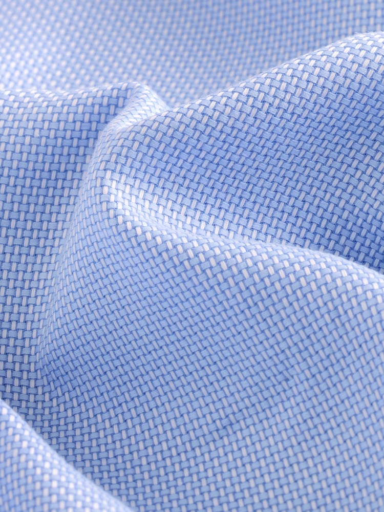 Blue Dobby Regular Fit 100% Cotton Textured Shirt - Image 7 of 7