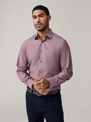 Dahlia Pink Regular Fit Trimmed Easy Care Single Cuff Oxford Shirt - Image 1 of 12