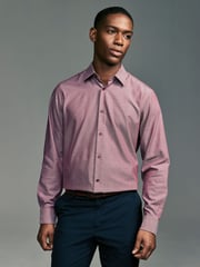 Dahlia Pink Regular Fit Trimmed Easy Care Single Cuff Oxford Shirt - Image 2 of 12